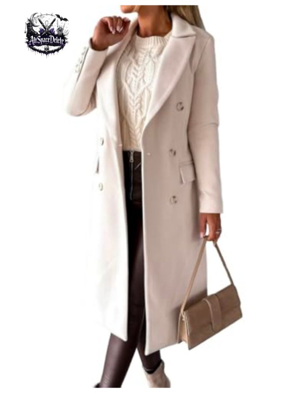 Womens Long Wool Coat Double Breasted Trench Coat Fall Winter